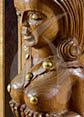 Detail of the wooden sculpture from indo portuguese countre NAGINIS