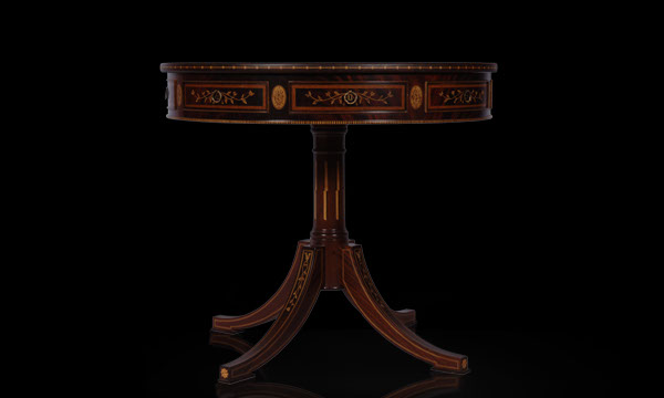 Rotative round table, classic dark blackheart wood