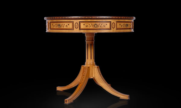 Queen D. Maria, Portuguese, Rotative round table, light shade made from Satinwood